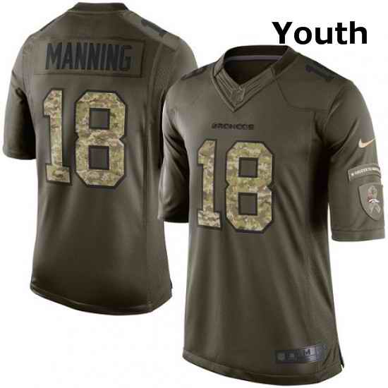 Youth Nike Denver Broncos 18 Peyton Manning Elite Green Salute to Service NFL Jersey